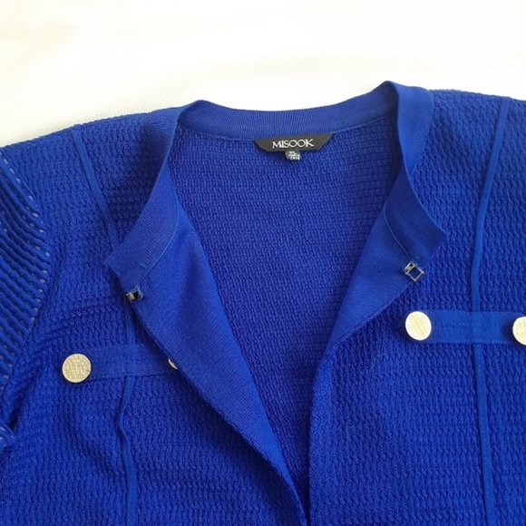 Misook Cobalt Blue Knit Jacket Petite Large - PL - Picture 10 of 15